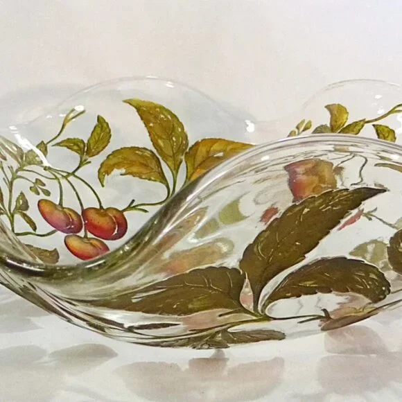 Vintage Dugan Diamond Goofus glass painted Intaglio Cherry pattern - Picture 2 of 4